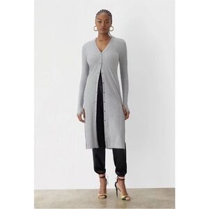 GSTQ Ribbed Button Up Gray Long Sleeve
Convertible Duster Dress XS